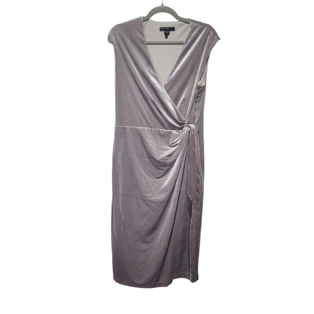 Maggy London grey silver velvet wrap dress Size 12